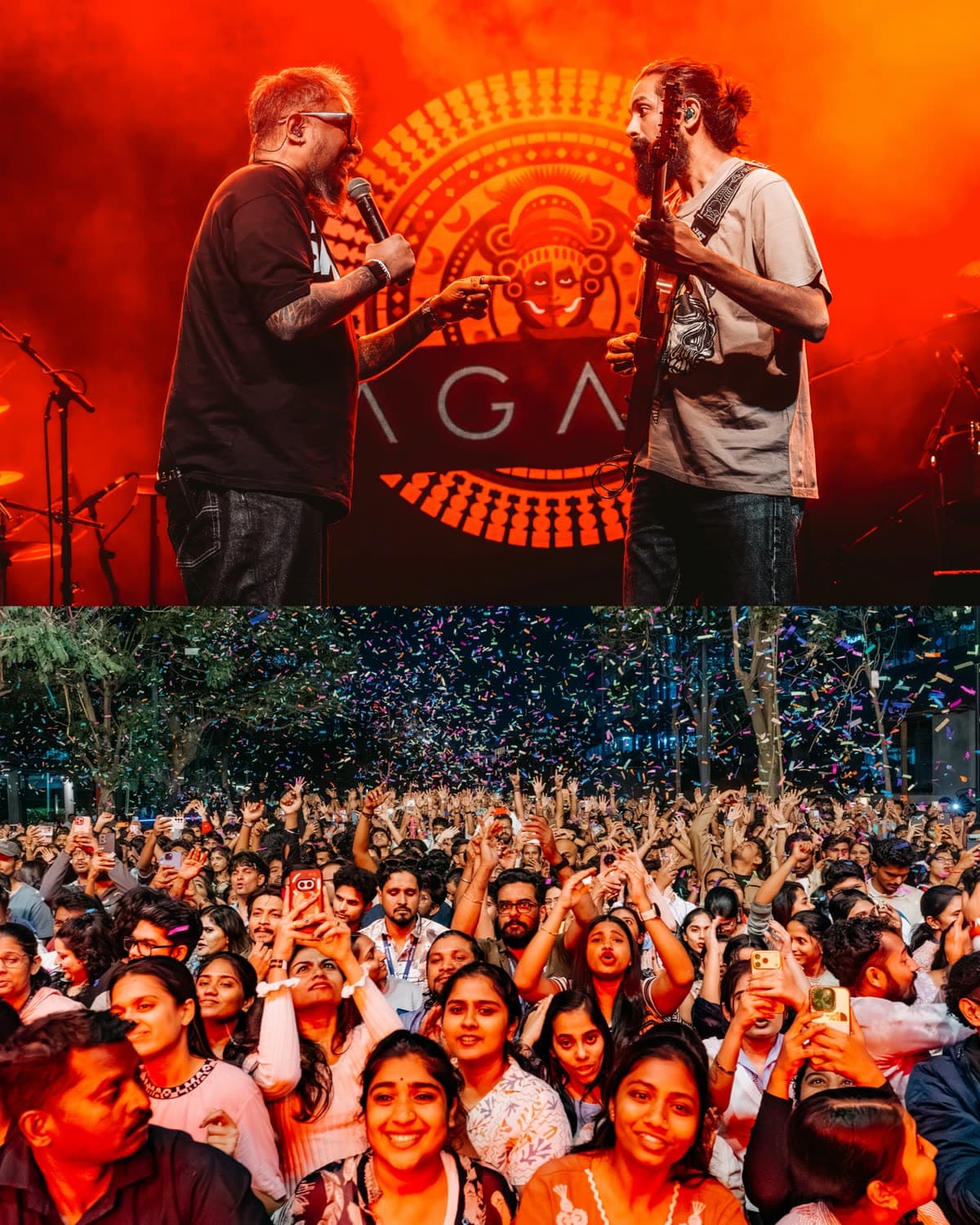 Agam performing live from the side of the stage